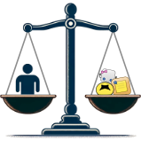 Scales showing the balance of our needs and our users' needs.